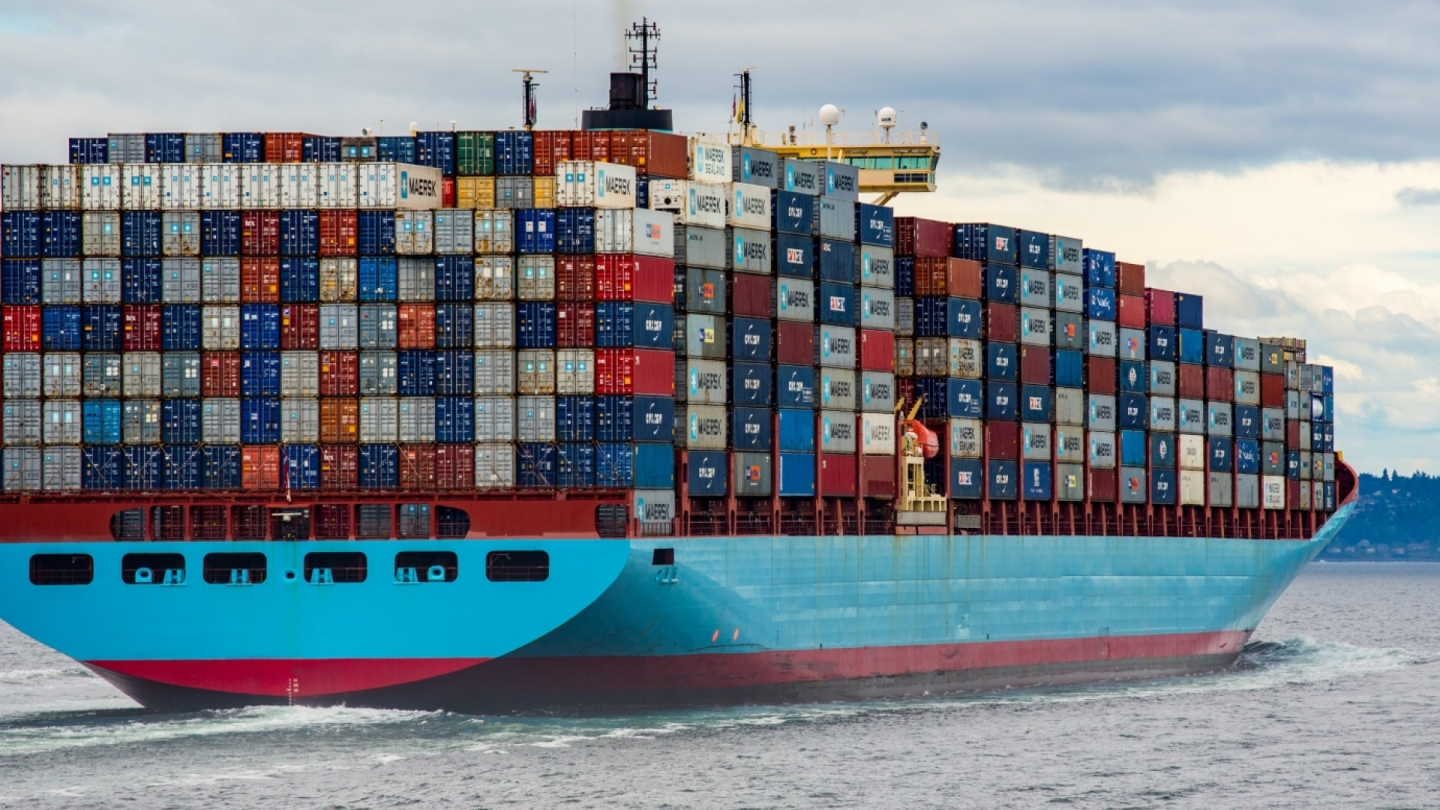 Container Shipping Boat carrying soybeans